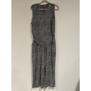 Michael Kors Woman’s Navy Sleeveless Belted Crop Pant W/Pockets Jumpsuit Sz 16